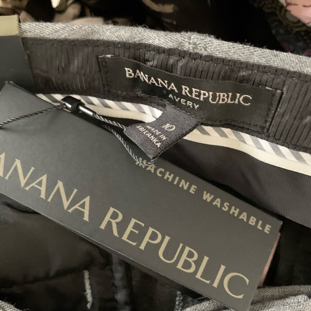 Banana Republic Women Trouser Pants Avery Striped Office Casual Gray Size 10 NWT - Picture 2 of 6